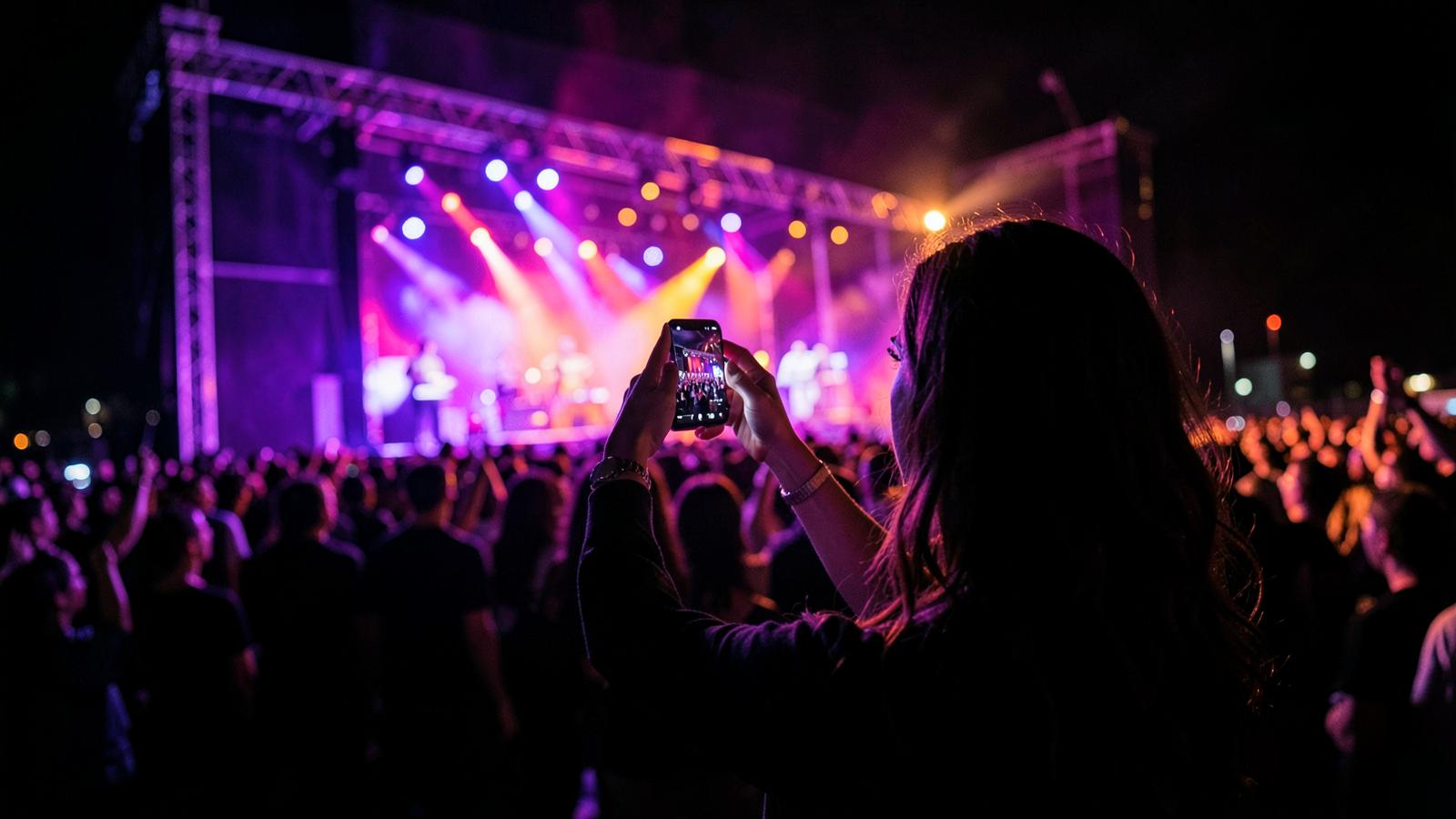 A fan livestreaming a concert on the live. app